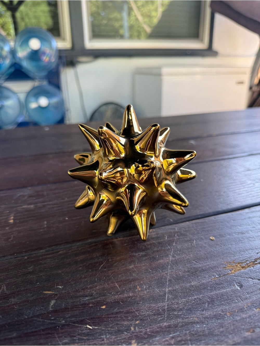 Baczzto Gold Sea Urchin Abstract Statue